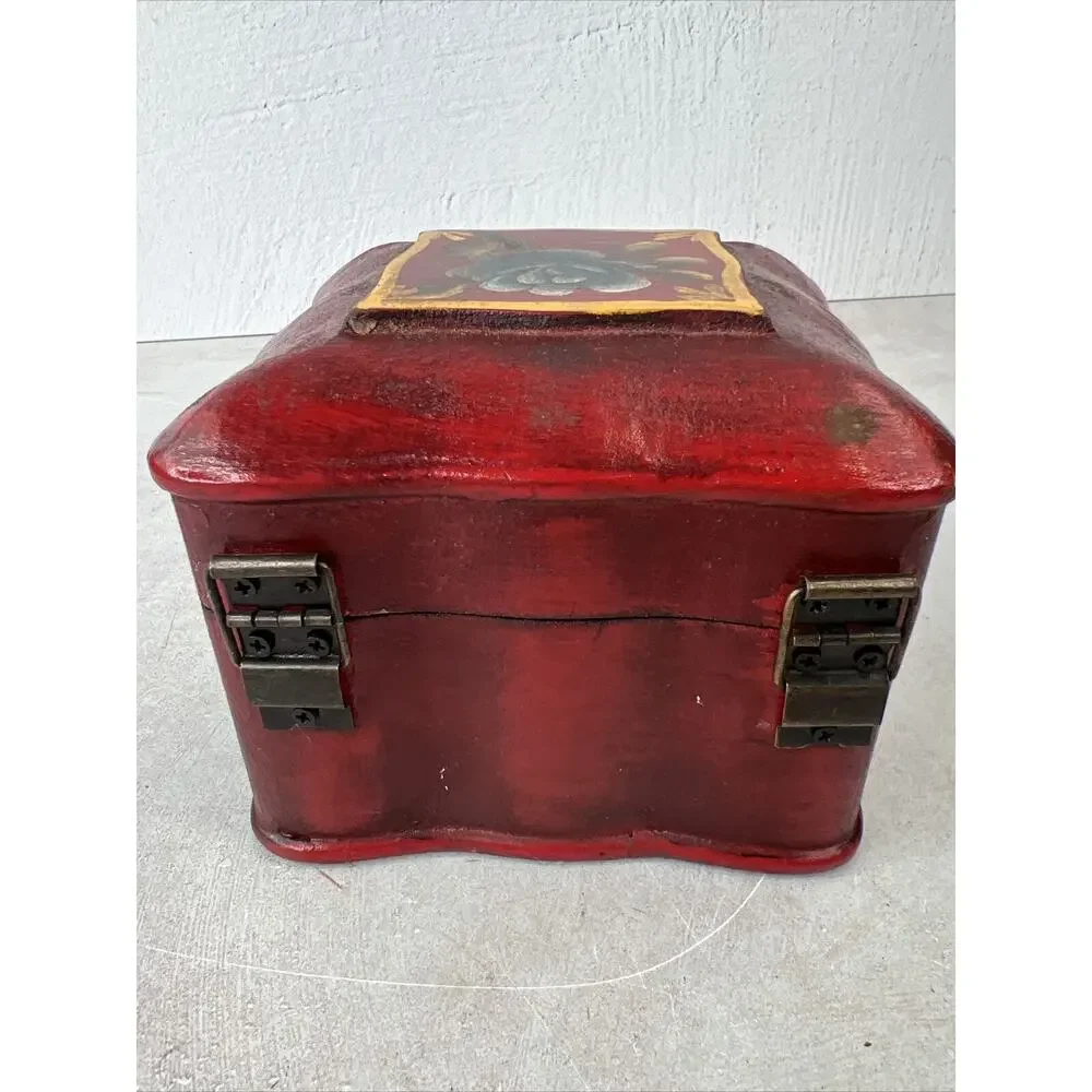 tole painted jewelry Storage‎ box 5”x4” MCM